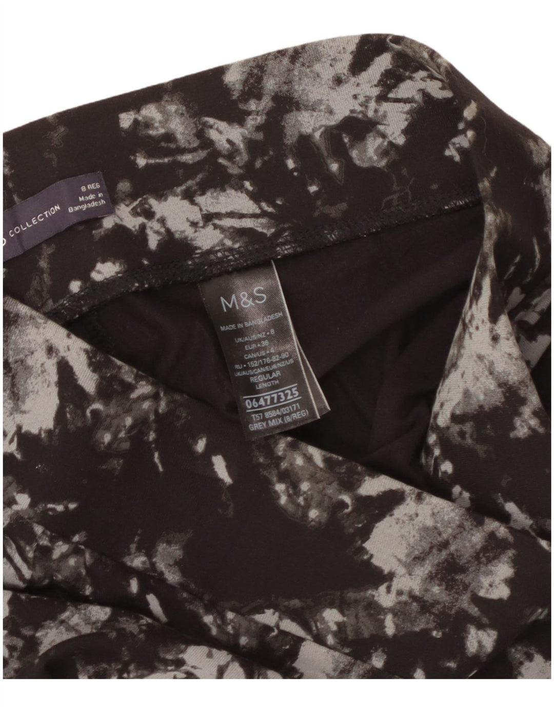 Marks & Spencer Leggings Femme UK 8 Petit Gris Tie Dye Viscose