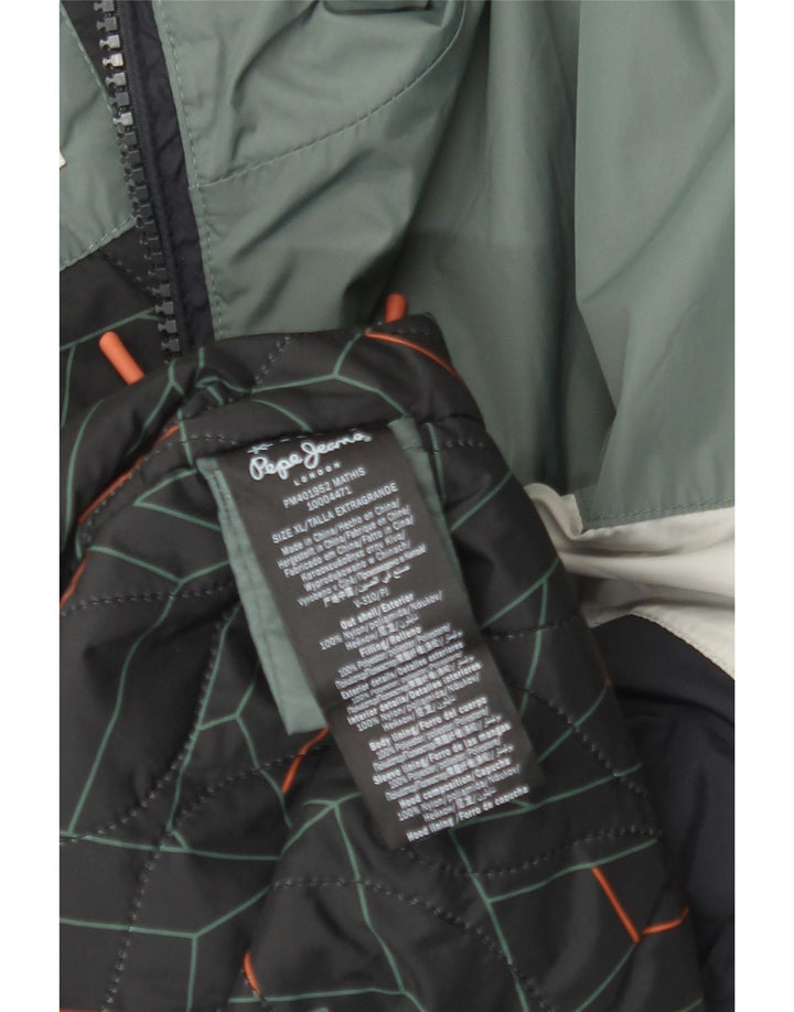 PEPE JEANS Veste coupe-vent à capuche pour homme UK 42 XL Bleu marine Colourblock