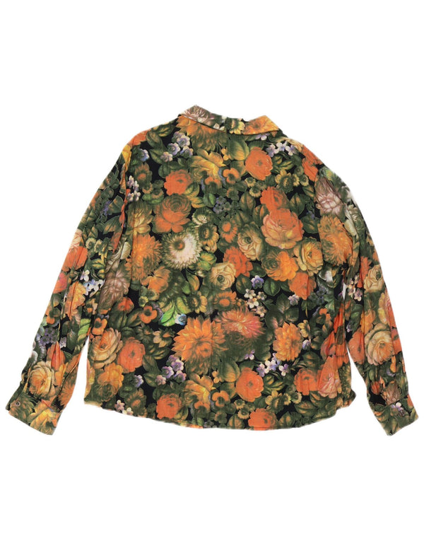 Chemise femme vintage UK 16 Grand Orange Floral