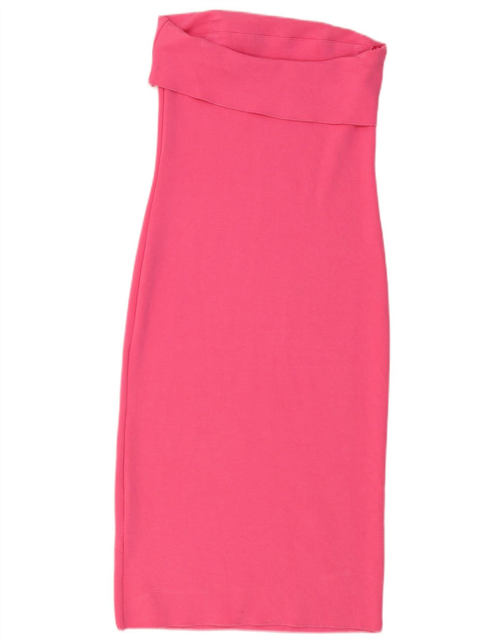 Zara Robe bustier femme UK 14 Grande Viscose Rose