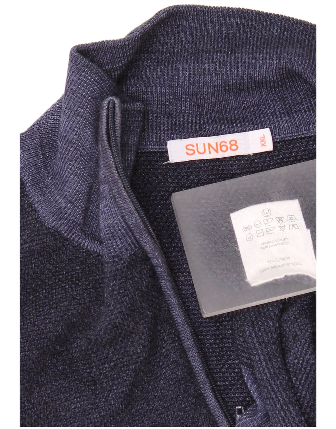 Sun68 Pull Cardigan Femme UK 20 2XL Bleu Marine Laine