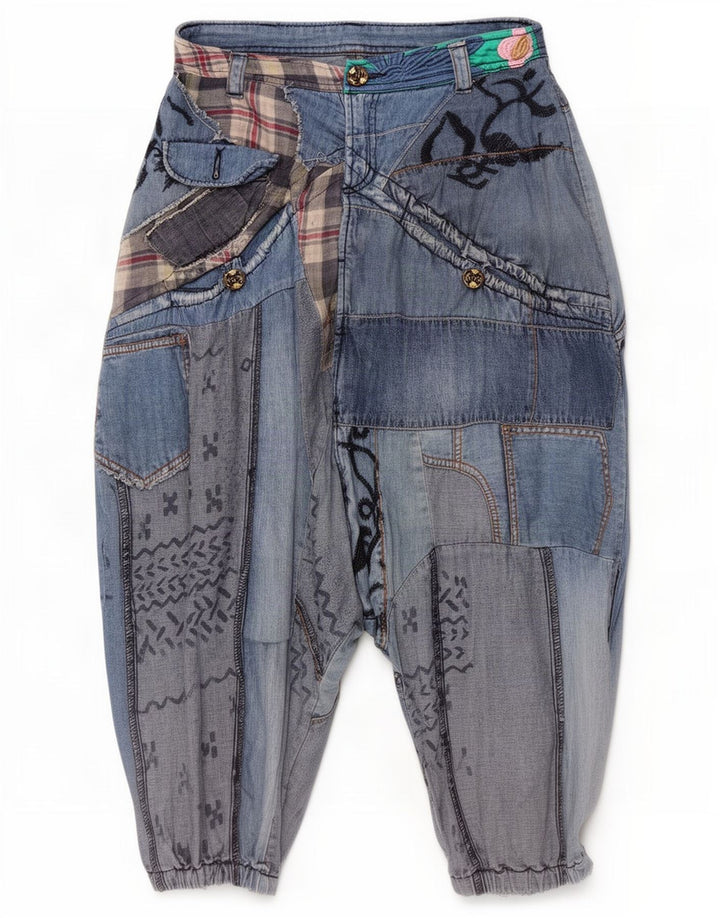 Desigual Femme Harem Drop Crotch Jeans W30 L13 Bleu Patchwork Coton