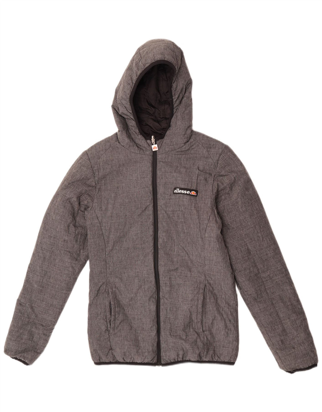 Ellesse Veste matelassée réversible à capuche pour femme UK 10 Small Grey Nylon