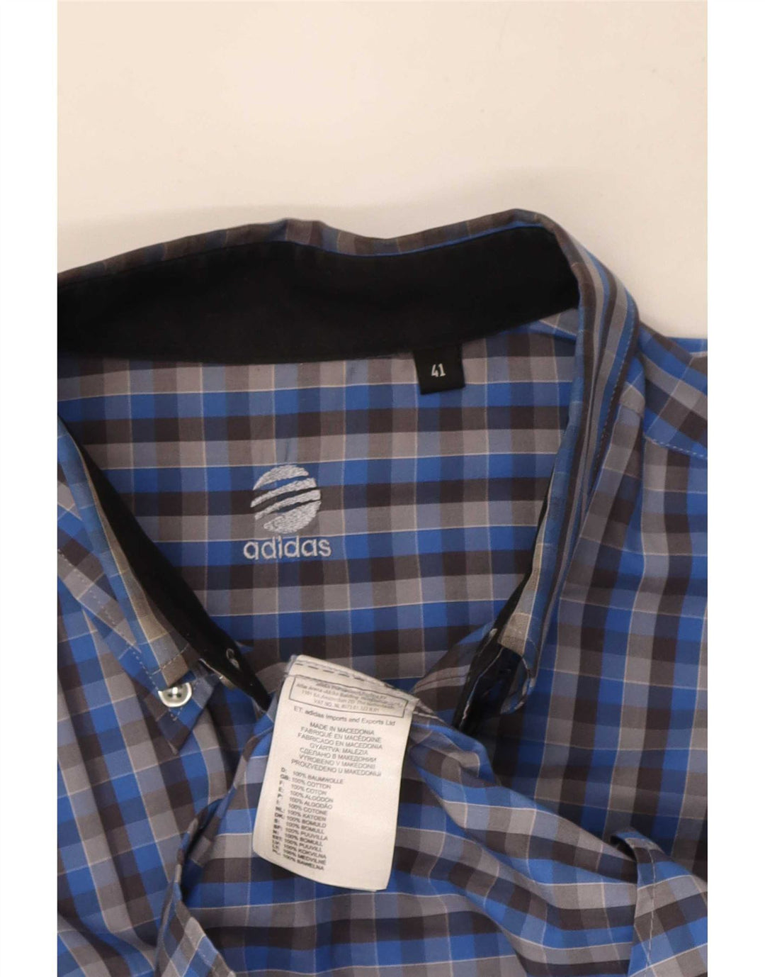 Adidas Chemise Homme Taille 41 Bleu Moyen Check Coton
