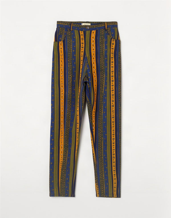 Pantalon décontracté femme vintage IT 42 Medium W30 L26 Rayé multicolore