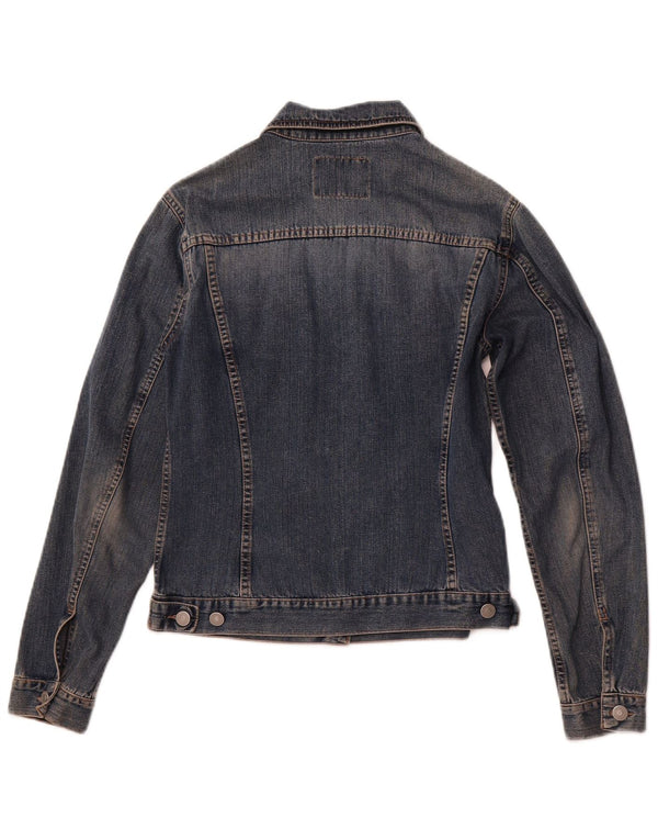 SISLEY Veste en Jean Femme UK 10 Small Bleu Marine Coton