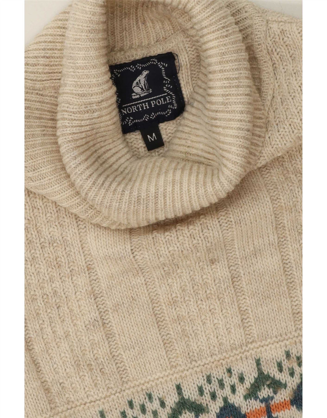 North Pole Pull col roulé pour homme Beige moyen Fair Isle