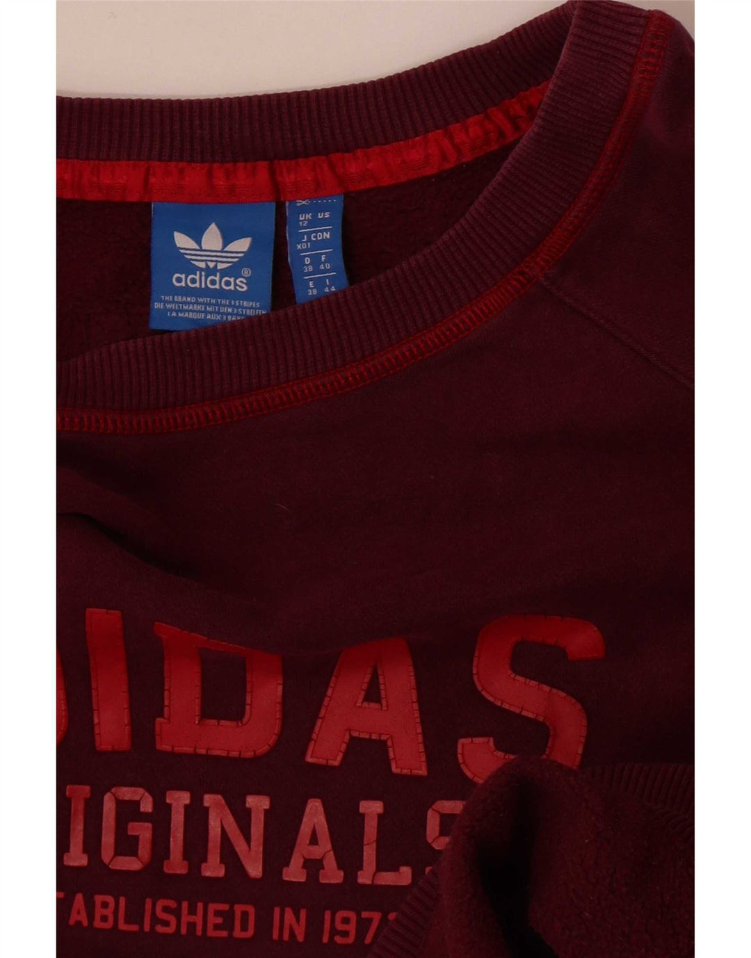 Adidas Sweat-shirt graphique pour femme UK 12 Bordeaux moyen