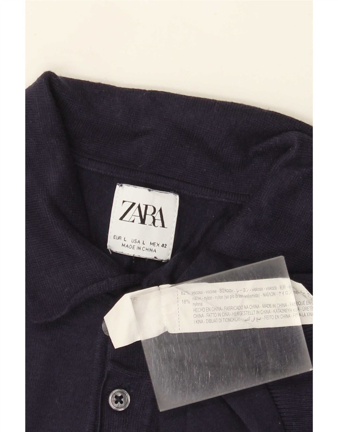 Polo Homme Zara Large Bleu Marine Viscose