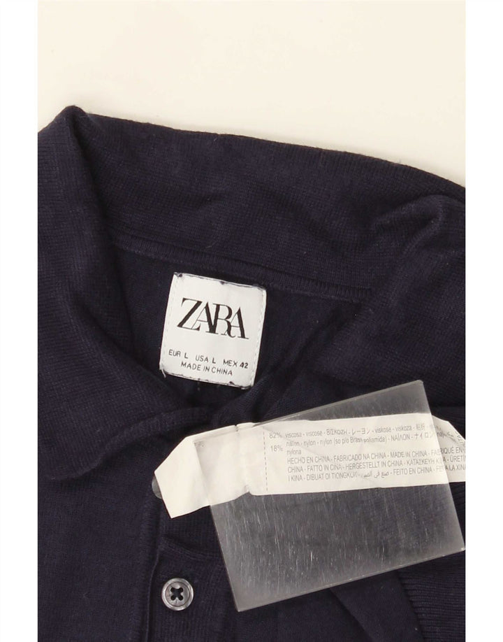 Polo Homme Zara Large Bleu Marine Viscose