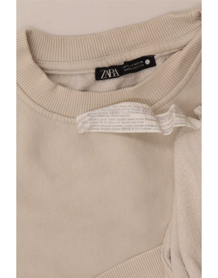 Zara Sweat-shirt pour femme UK 10 Petit coton blanc cassé