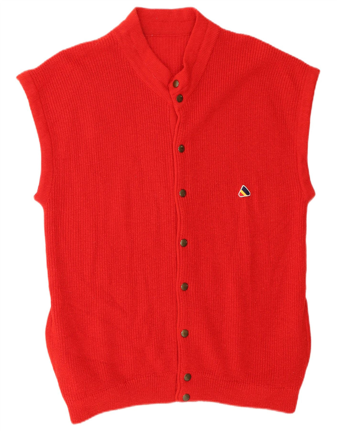 vintage Mens Cardigan sans manches Pull Moyen Rouge