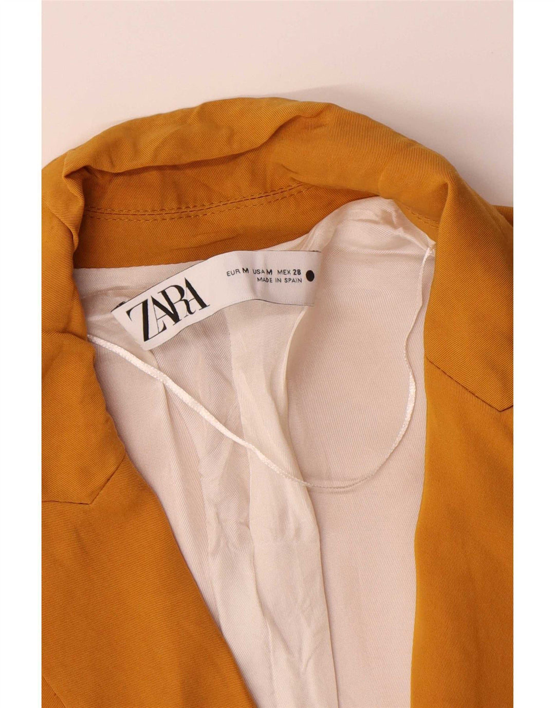 Zara Veste Blazer Double Boutonnage Femme UK 14 Viscose Jaune Moyen