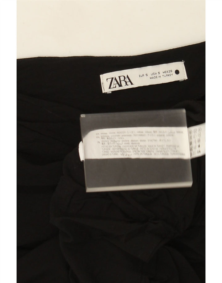 Zara Femme Crop One Épaule Top UK 8 Small Noir Viscose