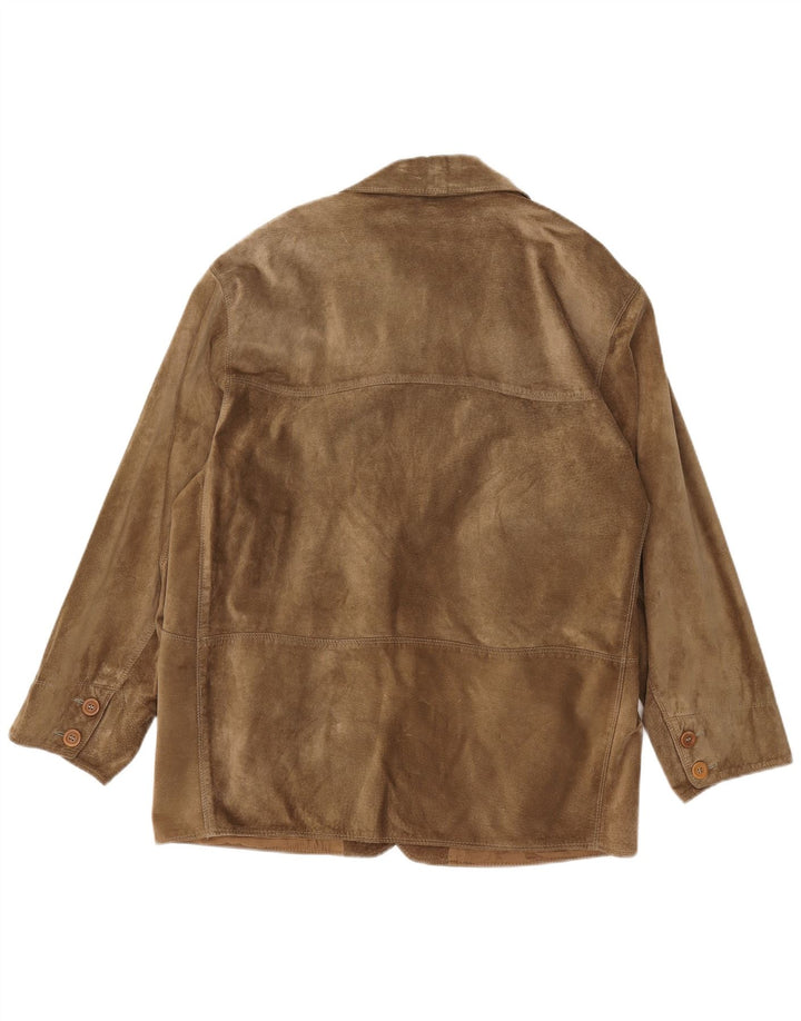 Veste blazer en daim à 4 boutons vintage pour homme IT 48 Cuir marron moyen