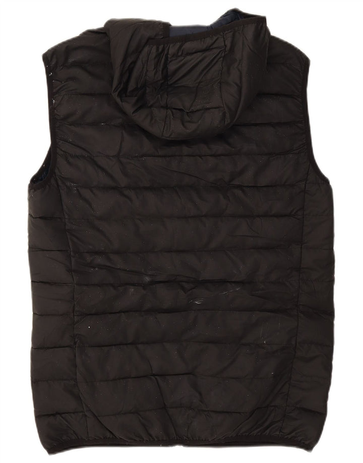 Zara Gilet rembourré à capuche pour homme UK 40 Large Noir Polyester