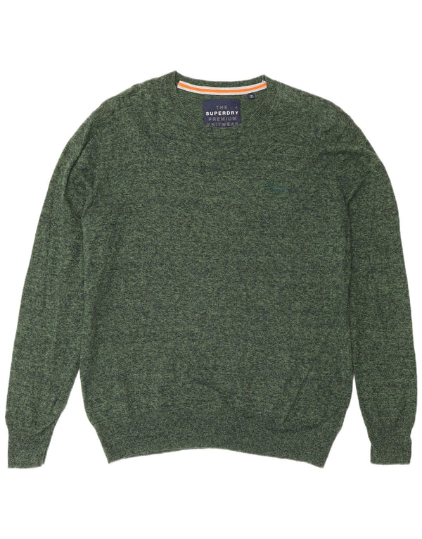 Superdry Pull ras du cou pour homme 2XL en coton moucheté vert