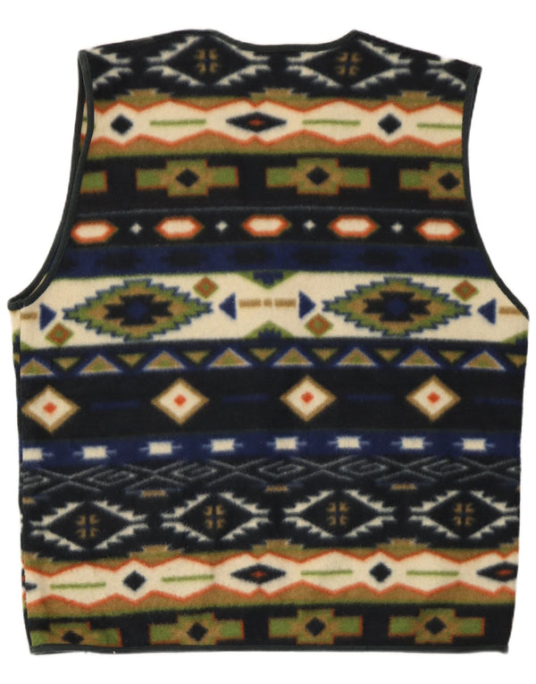 vintage Mens Fleece Gilet UK 42 XL Multicolore Géométrique Polyester