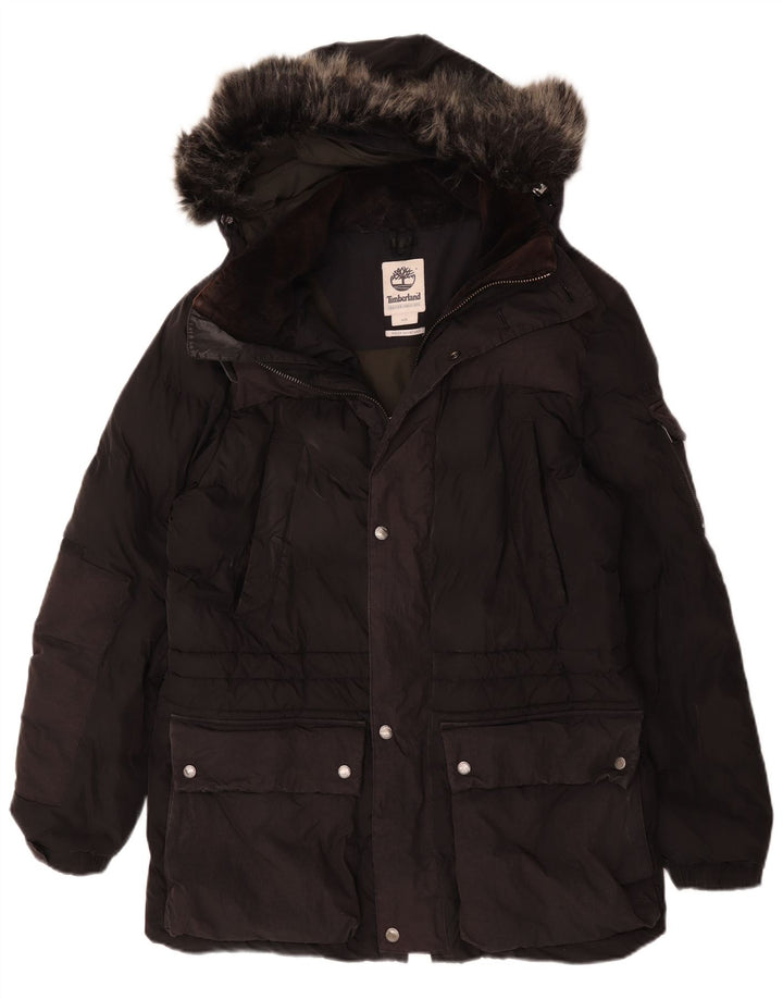 Timberland Veste matelassée à capuche pour homme UK 40 Large Noir Polyester