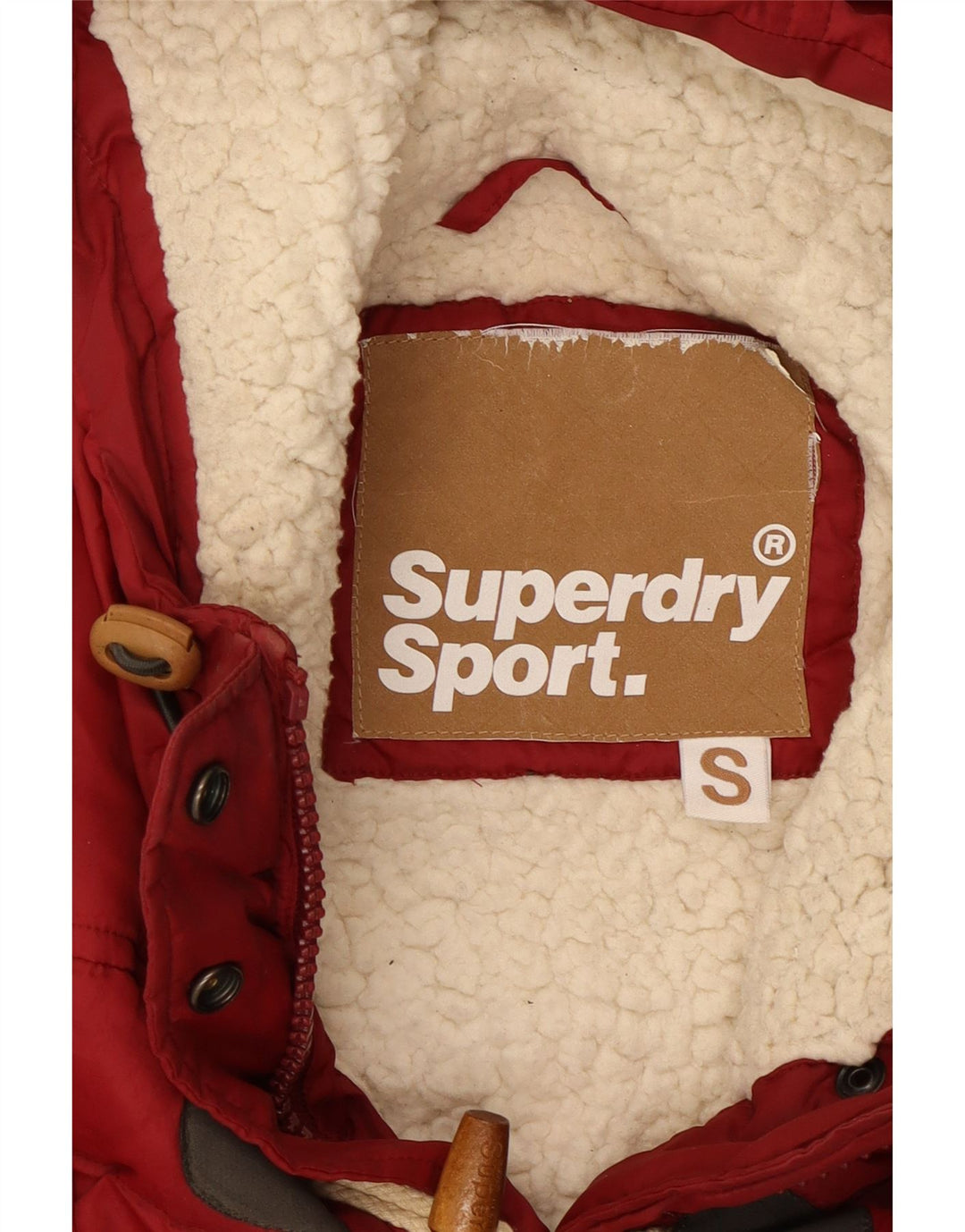 SUPERDRY Gilet rembourré à capuche pour femme UK 10 Small Rouge Polyester