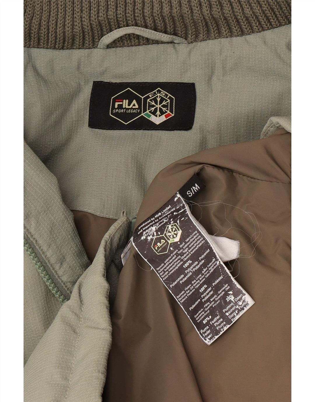 Fila Veste rembourrée à capuche pour homme UK 38 Vert moyen Polyamide