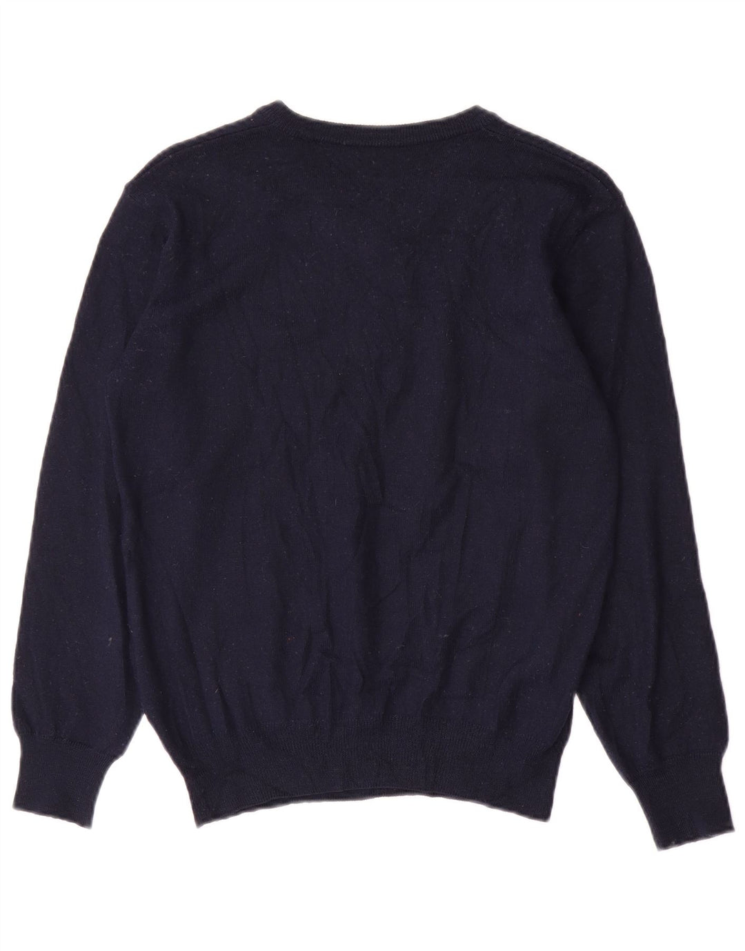 vintage Femme V-Col Jumper Pull UK 14 Moyen Bleu Marine Argyle/Diamant