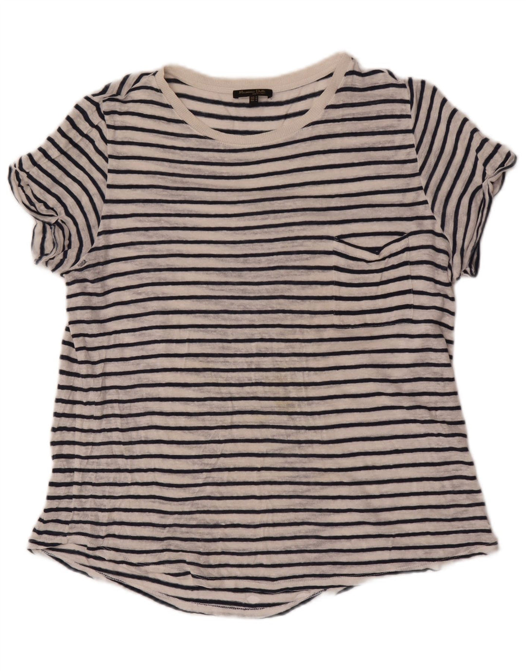 Massimo Dutti T-shirt pour femme UK 14 Medium Blanc Rayé
