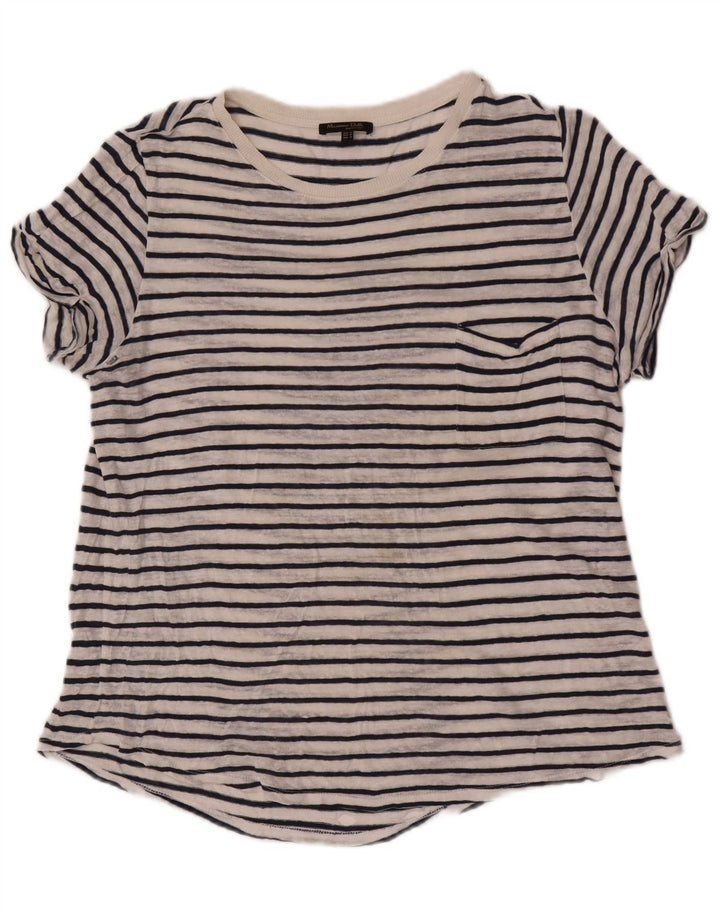 Massimo Dutti T-shirt pour femme UK 14 Medium Blanc Rayé