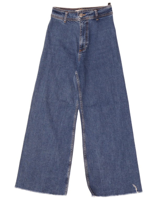 Zara Jean taille haute jambe large pour femme EU 34 2XS W24 L28 Bleu