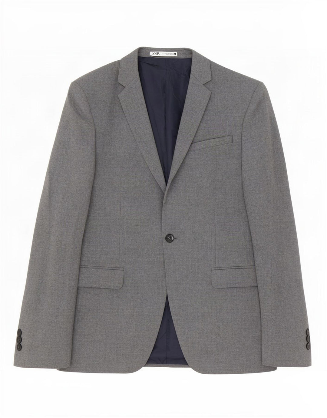 Zara Veste Blazer 1 Bouton Homme EU 44 XS Gris Polyester