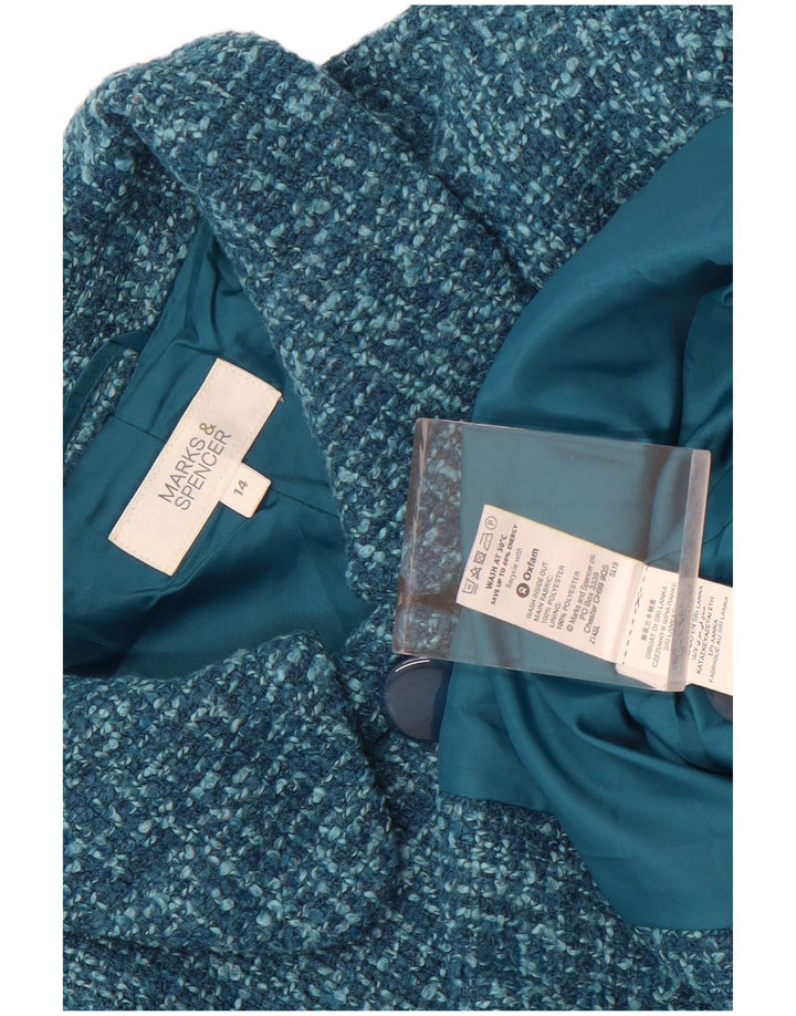 Marks & Spencer Veste blazer à 4 boutons pour femme UK 14 Bleu moyen Polyester