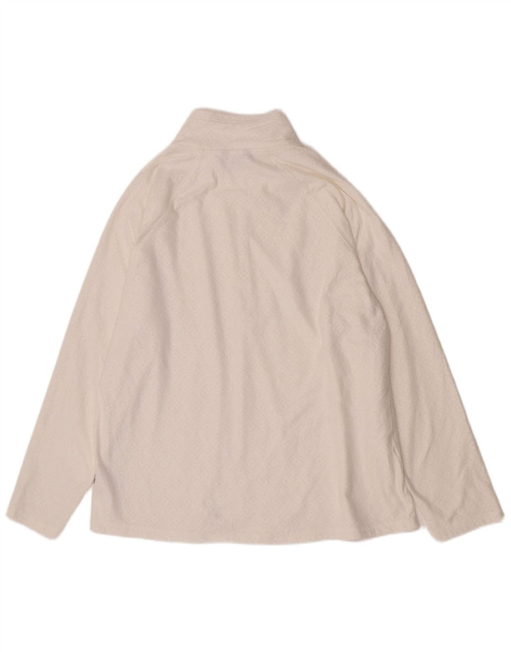 Eddie Bauer Haut de survêtement à col zippé pour femme UK 18 XL Blanc Géométrique