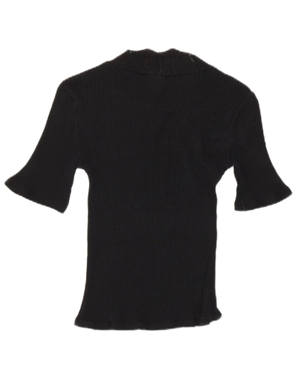 Zara Womens Crop T-Shirt Top UK 10 Petit Noir