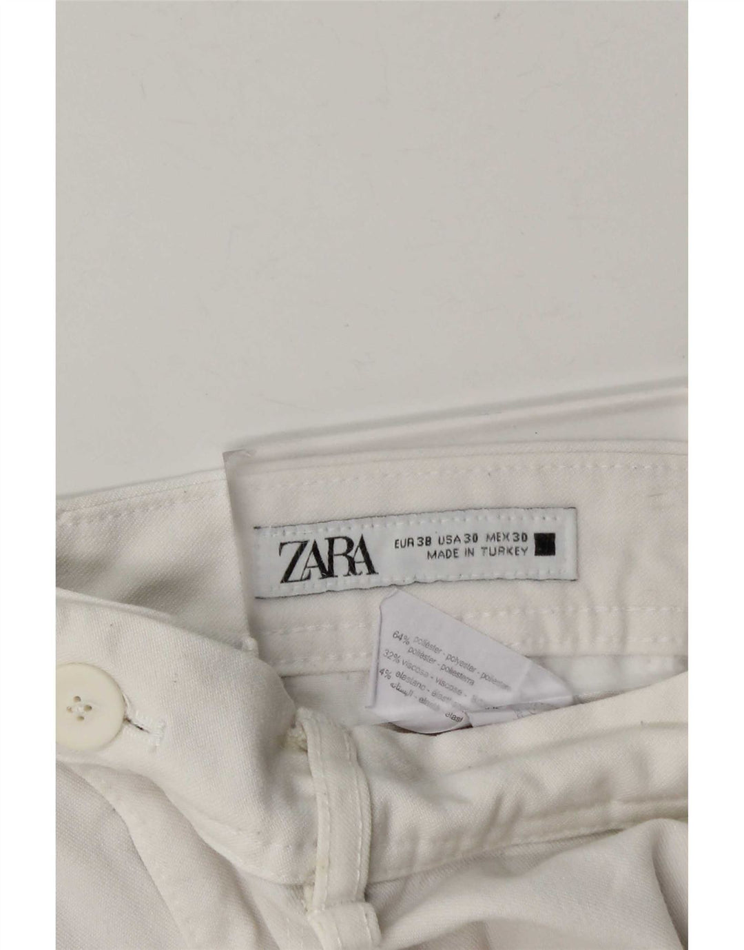 Zara Pantalon Chino Slim Homme EU 38 Small W30 L28 Polyester Blanc