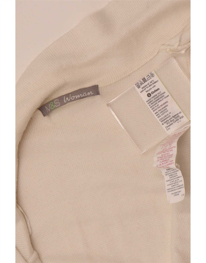 Marks & Spencer Pull Cardigan Ouvert Femme UK 14 Beige Moyen Polyamide