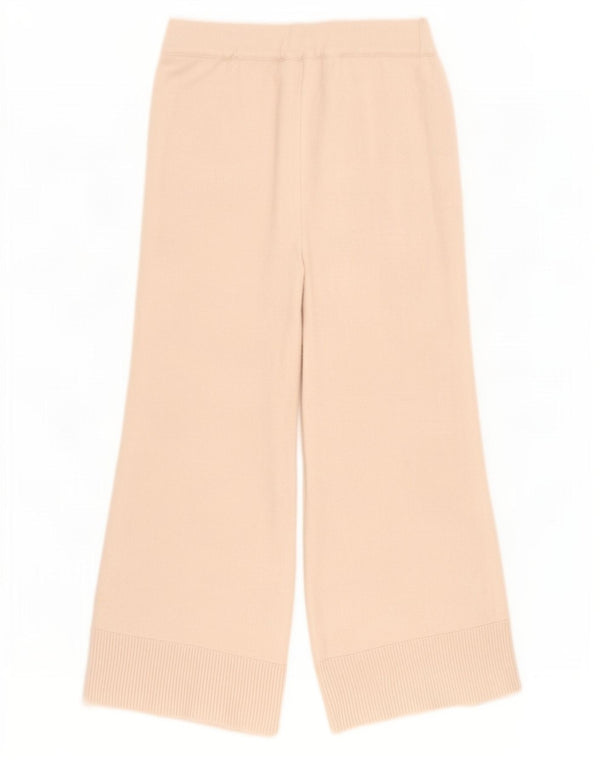 Zara Pantalon Capri en tricot à jambe large pour femme Large W32 L27 Beige Viscose