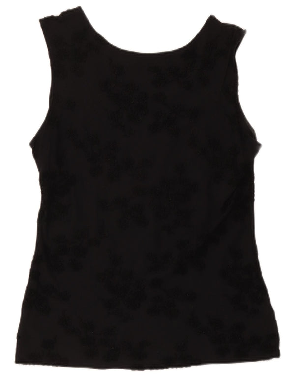 Le Tricot Longhin Débardeur Femme UK 18 XL Noir Floral Viscose