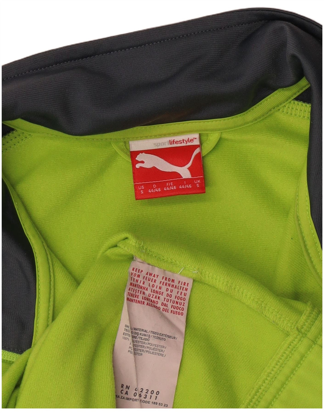 PUMA Veste de survêtement graphique pour homme, petit, vert, color block, polyester