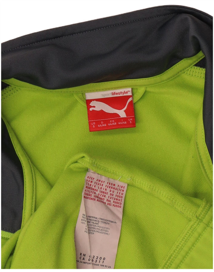 PUMA Veste de survêtement graphique pour homme, petit, vert, color block, polyester