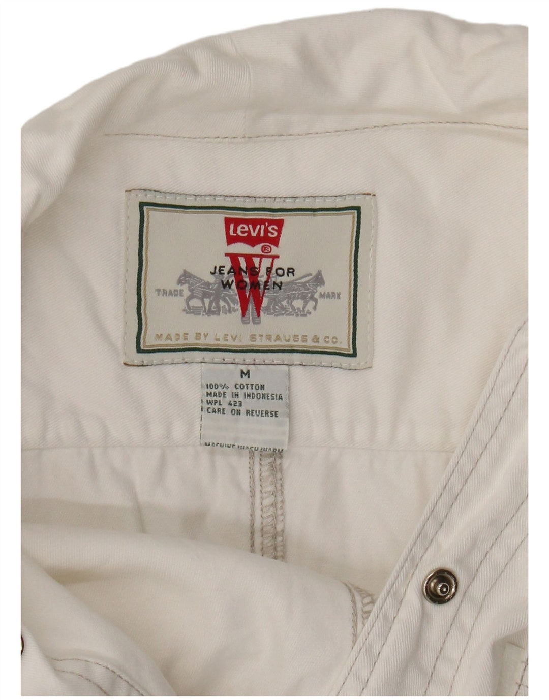 Levi's Chemise en Jean à Manches Courtes Femme UK 12 Coton Blanc Moyen