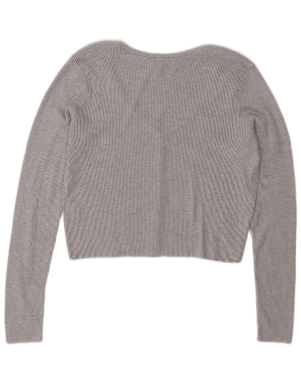 Hollister Femmes Crop Cardigan Top UK 18 XL Gris Coton