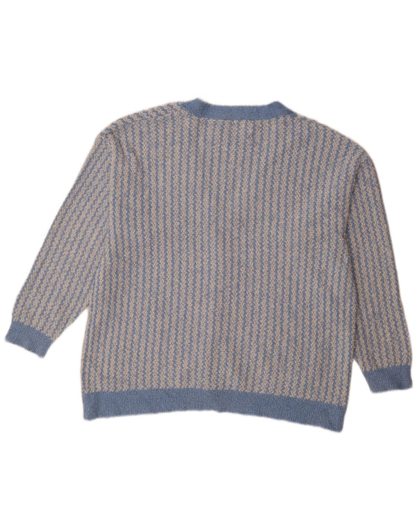 Zara Cardigan surdimensionné pour femme UK 14 en coton géométrique bleu moyen