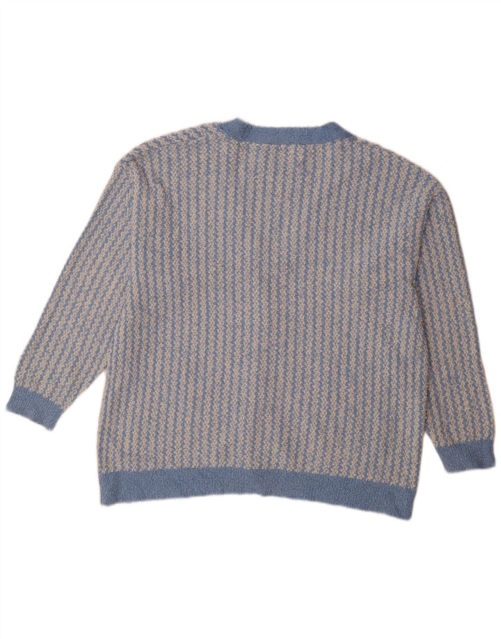 Zara Cardigan surdimensionné pour femme UK 14 en coton géométrique bleu moyen