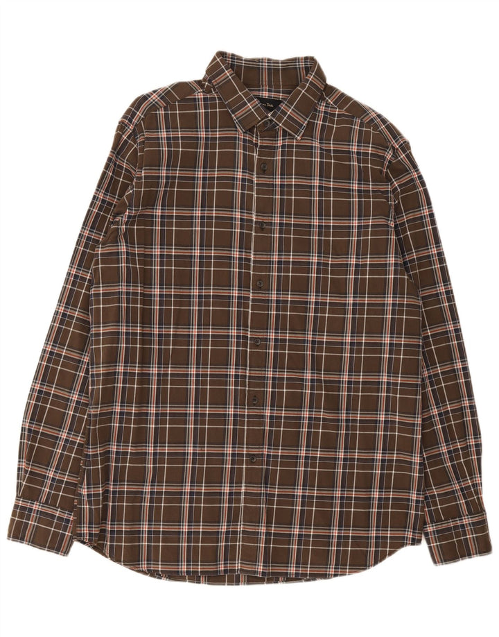 Massimo Dutti Chemise Homme XL Marron Carreaux Coton