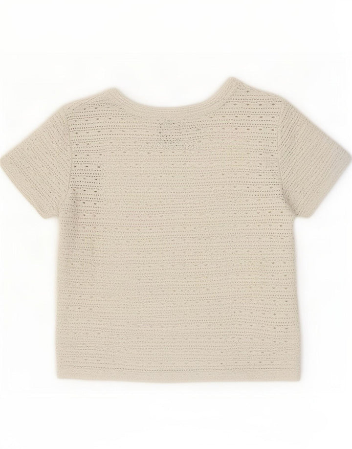 Zara Womens Crop T-Shirt Top UK 10 Petit Gris Polyester