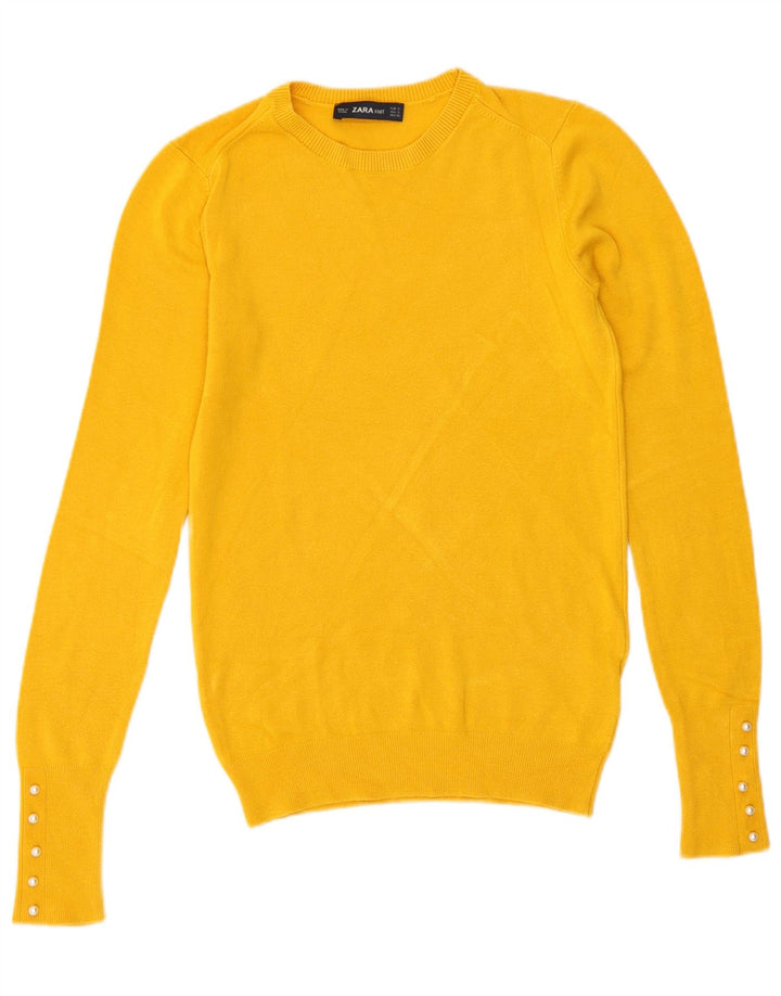 Zara Pull ras du cou pour femme UK 10 Petit Jaune