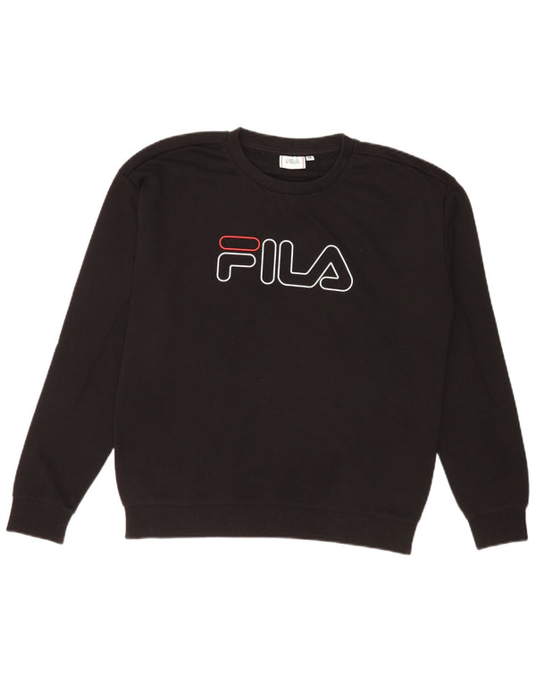 Fila Sweat-shirt graphique pour femme UK 10/12 Coton noir moyen