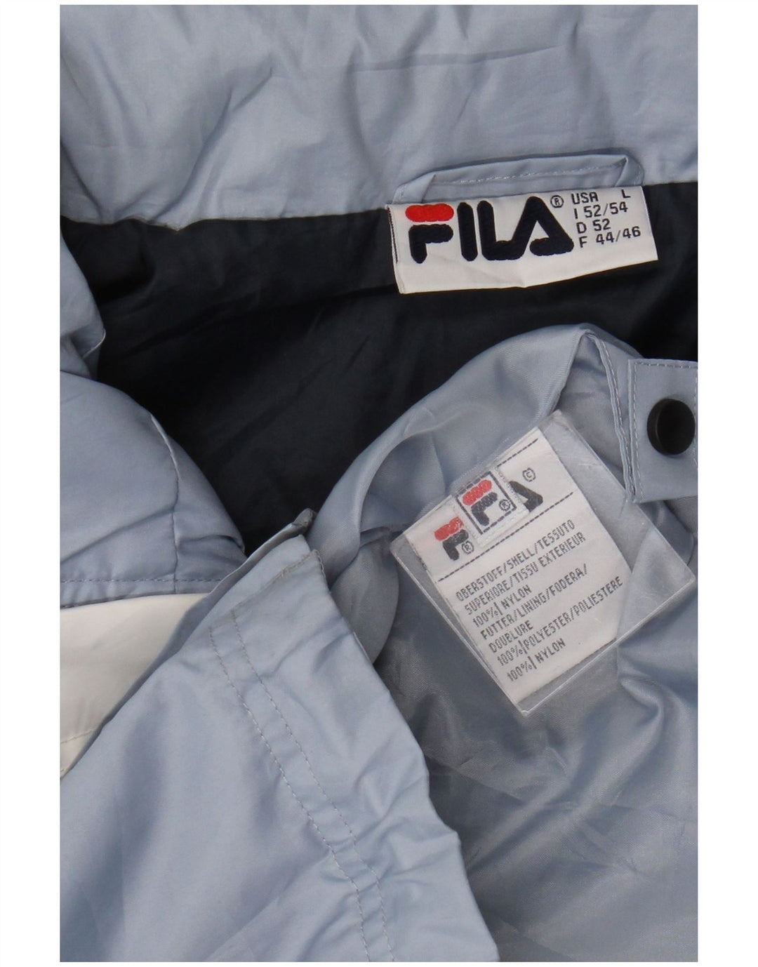 Fila Veste coupe-vent à capuche pour homme UK 40 Large Bleu Colorblock Nylon