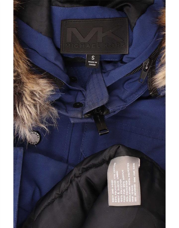 Michael Kors Veste bomber rembourrée à capuche pour homme UK 36 Petit Bleu Polyester