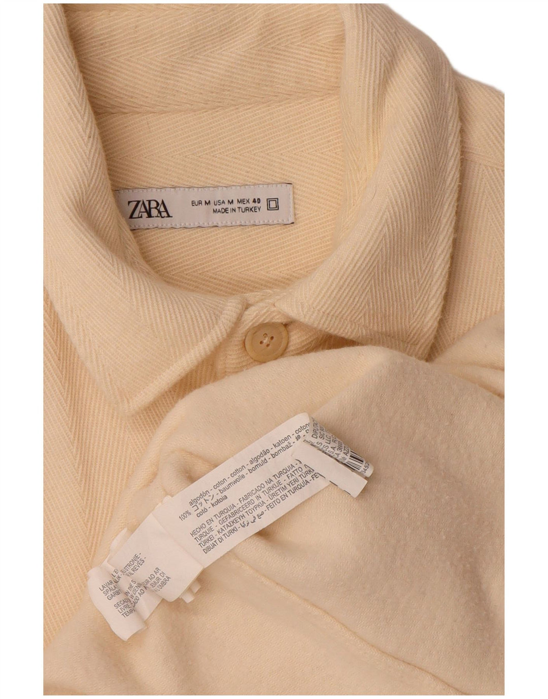 Zara Homme Surchemise Flanelle Chemise Beige Moyen Polyester